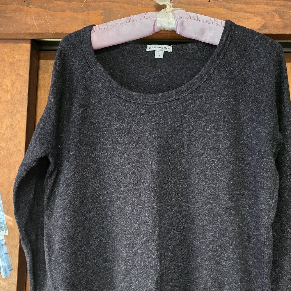 Standard James Perse Scoop  Neck Raglan Long Sleeve Knit tunic size 3 Charcoal